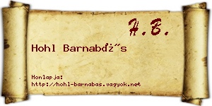 Hohl Barnabás névjegykártya