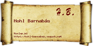 Hohl Barnabás névjegykártya